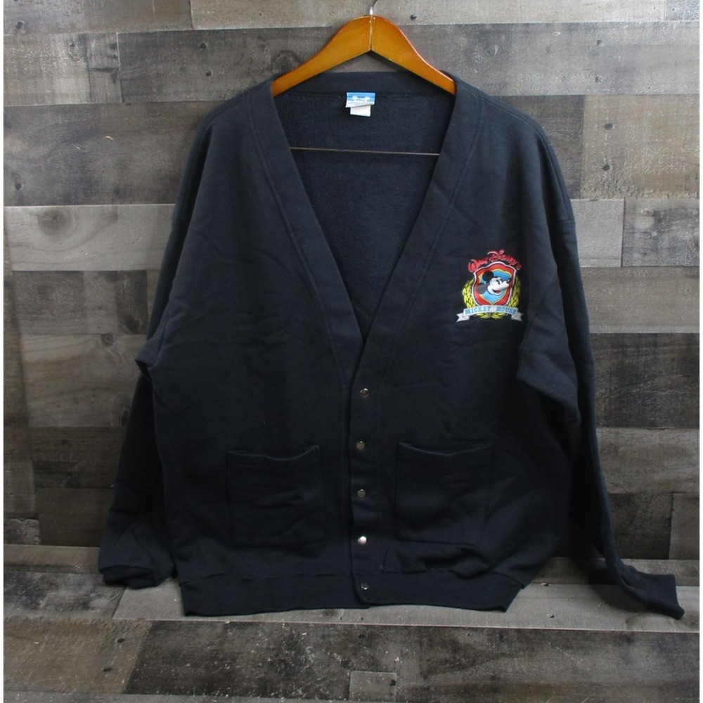 Vintage Disney Sweater Mens 2XL Mickey Mouse Cardigan Button Up Made USA 80s